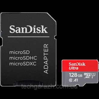 Карти SanDisk Ultra 128Gb class 10 A1 (adapter) сумісні зі смартфонами та планше. . фото 4