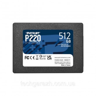 Накопичувач SSD Patriot P220 512GB 2.5" 7mm SATAIII — ідеальне рішення для повся. . фото 2