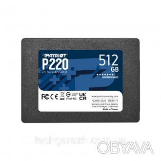 Накопичувач SSD Patriot P220 512GB 2.5" 7mm SATAIII — ідеальне рішення для повся. . фото 1