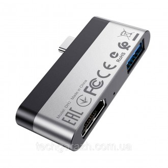 BOROFONE DH2 адаптер USB-C на HDMI + USB3.0, алюмінієвий сплав, широка сумісніст. . фото 5