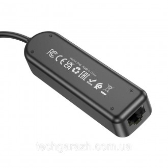 Адаптер Borofone DH6 Erudite 4-in-1 Gigabit Ethernet Adapter(USB to USB3.0*3+RJ4. . фото 6