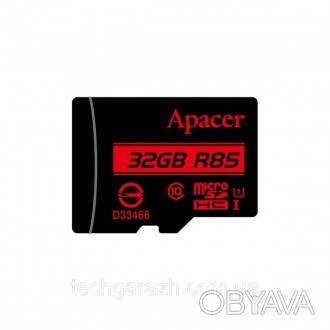 Карта пам'яті Apacer microSDHC UHS-I U1 Class 10 (R85 MB/s) Adapter RP — поколін. . фото 1