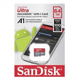 microSDXC (UHS-1) SanDisk Ultra 64Gb class 10 A1 (100Mb/s) ─ сучасна високошвидк. . фото 4