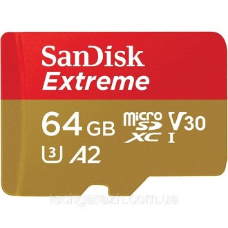 Картка пам'яті SanDisk Extreme microSDXC (64 ГБ) (adapter SD) дозволяє заощаджув. . фото 3
