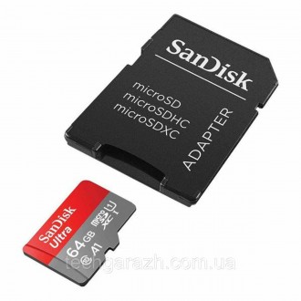 Карти SanDisk Ultra 64Gb class 10 A1 (adapter) сумісні зі смартфонами та планшет. . фото 3