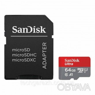 Карти SanDisk Ultra 64Gb class 10 A1 (adapter) сумісні зі смартфонами та планшет. . фото 1