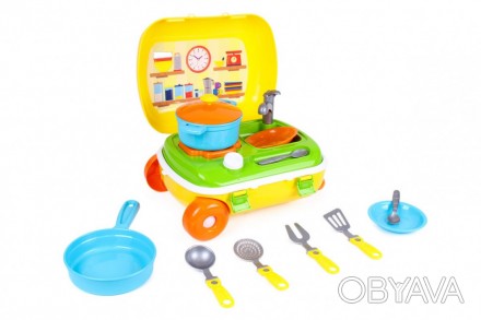 Игрушку «Кухня с набором посуды ТехноК» выгодно отличает ее дизайн: игрушечная к. . фото 1