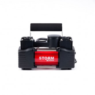 Автокомпрессор Storm Bi-Power 2-цилиндровый с зажимами АКБ 10 Атм 85 л/мин 360 В. . фото 3