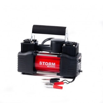 Автокомпрессор Storm Bi-Power 2-цилиндровый с зажимами АКБ 10 Атм 85 л/мин 360 В. . фото 2