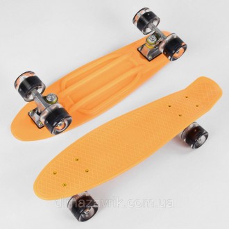 Скейт Пенни борд Best Board 2325 Оранжевый, свет, доска=55 см, колёса PU d=6 см
. . фото 2