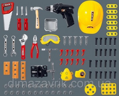 Игровой набор инструментов T-101-1 Стойка, чемодан 2в1, 100 предметов
Детский иг. . фото 6