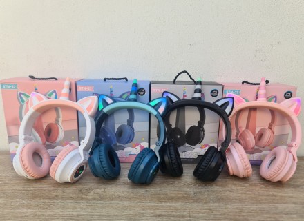 Дитячі бездротові навушники Єдиноріжка STN-27 LED Bluetooth, з котячими вушками . . фото 11