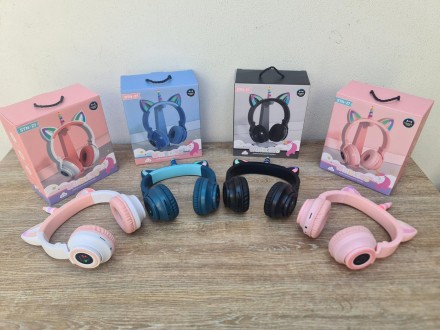Дитячі бездротові навушники Єдиноріжка STN-27 LED Bluetooth, з котячими вушками . . фото 6