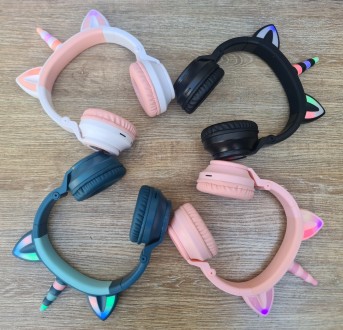 Дитячі бездротові навушники Єдиноріжка STN-27 LED Bluetooth, з котячими вушками . . фото 2