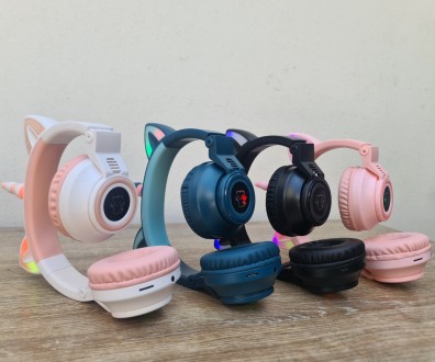 Дитячі бездротові навушники Єдиноріжка STN-27 LED Bluetooth, з котячими вушками . . фото 3