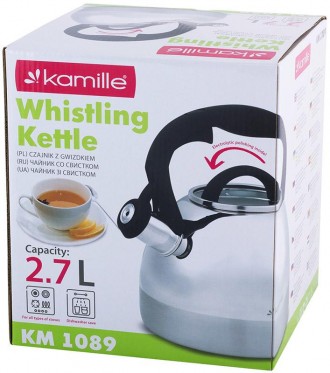 Чайник Kamille Whistling Kettle (з чорною ручкою) зі свистком для ароматного чаю. . фото 8