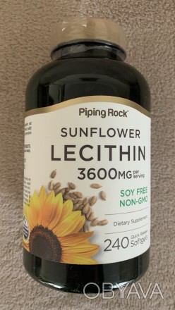 Лецитин соняшниковий без ГМО 3600 мг в порції, 240 швидкорозчинних гелевих капсу. . фото 1
