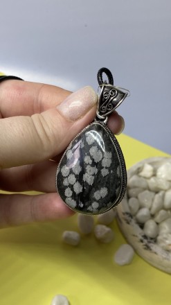  Пропонуємо Вам придбати кулон з натуральним каменем сніговий обсидіан в сріблі.. . фото 7