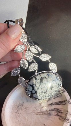  Пропонуємо Вам придбати кулон з натуральним каменем сніговий обсидіан в сріблі.. . фото 4