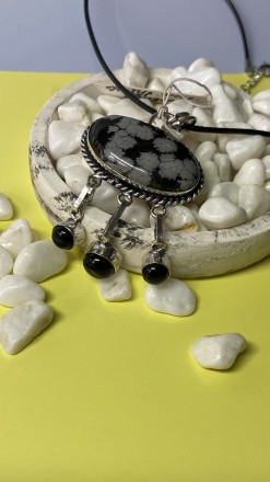  Пропонуємо Вам придбати кулон з натуральним каменем сніговий обсидіан та чорний. . фото 7