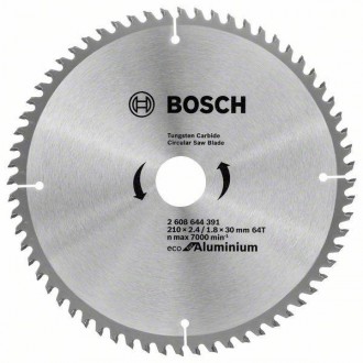 Пильный диск Bosch Eco for Aluminium предназначен для чистого реза дерева, пласт. . фото 2