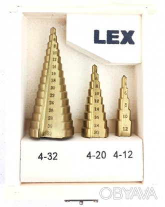 Ступенчатые сверла LEX
 
Ступенчатые сверла LEX из быстрорежущей стали (HSS) с п. . фото 1