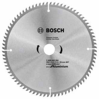 Пильный диск Bosch Eco for Aluminium предназначен для чистого реза дерева, пласт. . фото 2