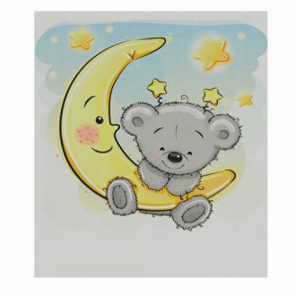 Алмазная мозаика для детского творчества "Мишка на луне" (20-30 см) арт. JS 2480. . фото 2