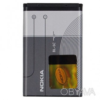 Акумулятор Nokia BL-5C (ORIGINAL 1020 mAh) 
Напруга: 3.7В 
Емність:1020 мА
Колір. . фото 1