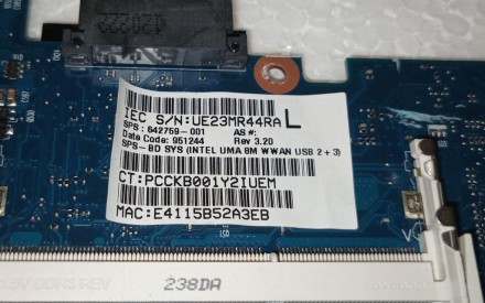 Материнська плата з ноутбука HP EliteBook 8460p 6050a2398701-mb-a02 642759-001 (. . фото 7