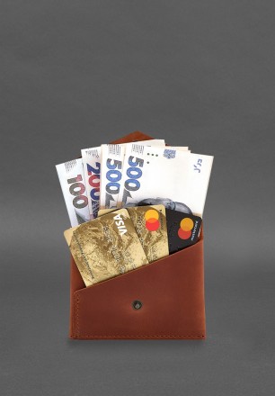 Шкіряний гаманець mini 3.0 (кард-кейс) світло-коричневий Crazy Horse має лаконіч. . фото 5