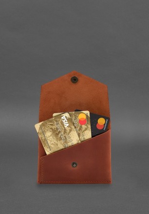 Шкіряний гаманець mini 3.0 (кард-кейс) світло-коричневий Crazy Horse має лаконіч. . фото 4