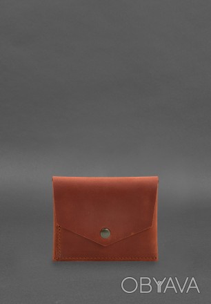 Шкіряний гаманець mini 3.0 (кард-кейс) світло-коричневий Crazy Horse має лаконіч. . фото 1