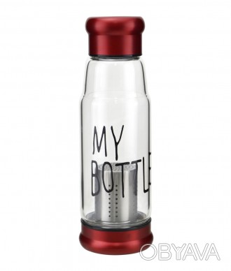  My Bottle стеклянная бутылка c заварником 420 мл – это стильная стеклянная буты. . фото 1