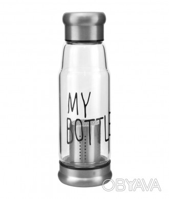  My Bottle стеклянная бутылка c заварником 420 мл – это стильная стеклянная буты. . фото 1