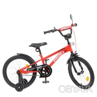 Велосипед дитячий PROF1 18д. Y18211 Shark, SKD45, червоно-чорний, дзвінок, ліхта. . фото 1