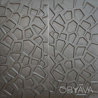 Самоклеющаяся декоративная потолочно-стеновая 3D панель серебряная 700x700x8мм -. . фото 1