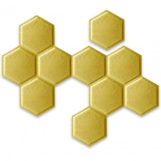 Декоративный самоклеящийся шестиугольник под кожу темно желтый 200x230мм (1101)
. . фото 5