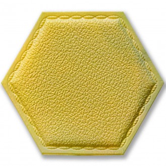 Декоративный самоклеящийся шестиугольник под кожу темно желтый 200x230мм (1101)
. . фото 2