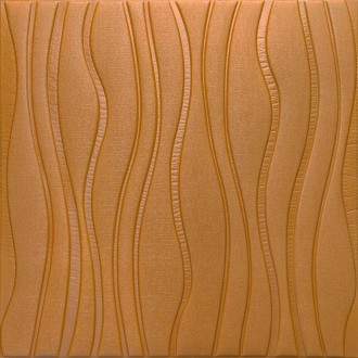 Самоклеющаяся декоративная потолочно-стеновая 3D панель коричневые волны 700x700. . фото 2