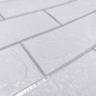 Самоклеющаяся 3D панель кирпич белый полоска серебро 700х770х3мм (100-3)
Декорат. . фото 3