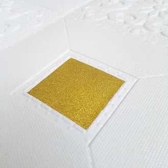 Самоклеющаяся декоративная потолочно-стеновая 3D панель фигуры с золотом 700x700. . фото 3