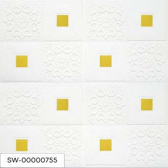 Самоклеющаяся декоративная потолочно-стеновая 3D панель фигуры с золотом 700x700. . фото 7
