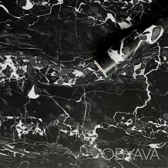 Самоклеющаяся пленка черный мрамор с белым 0,45х10мх0,07мм 
Пленка на самоклейке. . фото 1