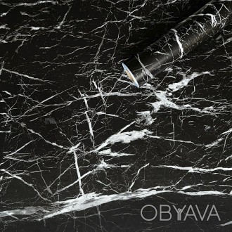 Самоклеющаяся пленка черный мрамор классический 0,45х10мх0,07мм 
Пленка на самок. . фото 1