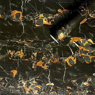 Самоклеющаяся пленка черный мрамор с желтым 0,45х10мх0,07мм 
Пленка на самоклейк. . фото 2