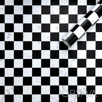 Самоклеющаяся пленка шахматы мрамор 0,45х10м 
Пленка на самоклейке идеально подх. . фото 1