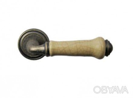 Дверна ручка на розетці SIBA Lysbon, антична бронза з керамікою. . фото 1