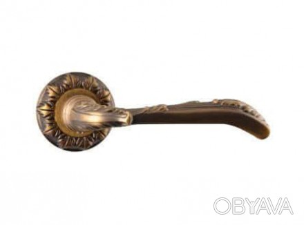 Дверна ручка на розетці SIBA Karina, фактурна бронза. . фото 1