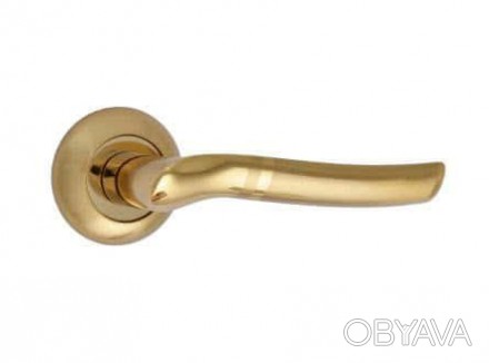 Ручка дверна на розетці SIBA Verona, матове золото-золото. . фото 1
